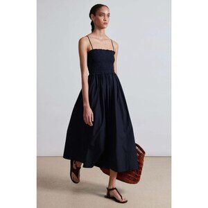 NWT APIECE APART Porta Smocked Sleeveless Midi Dress 2X Organic Cotton Poplin